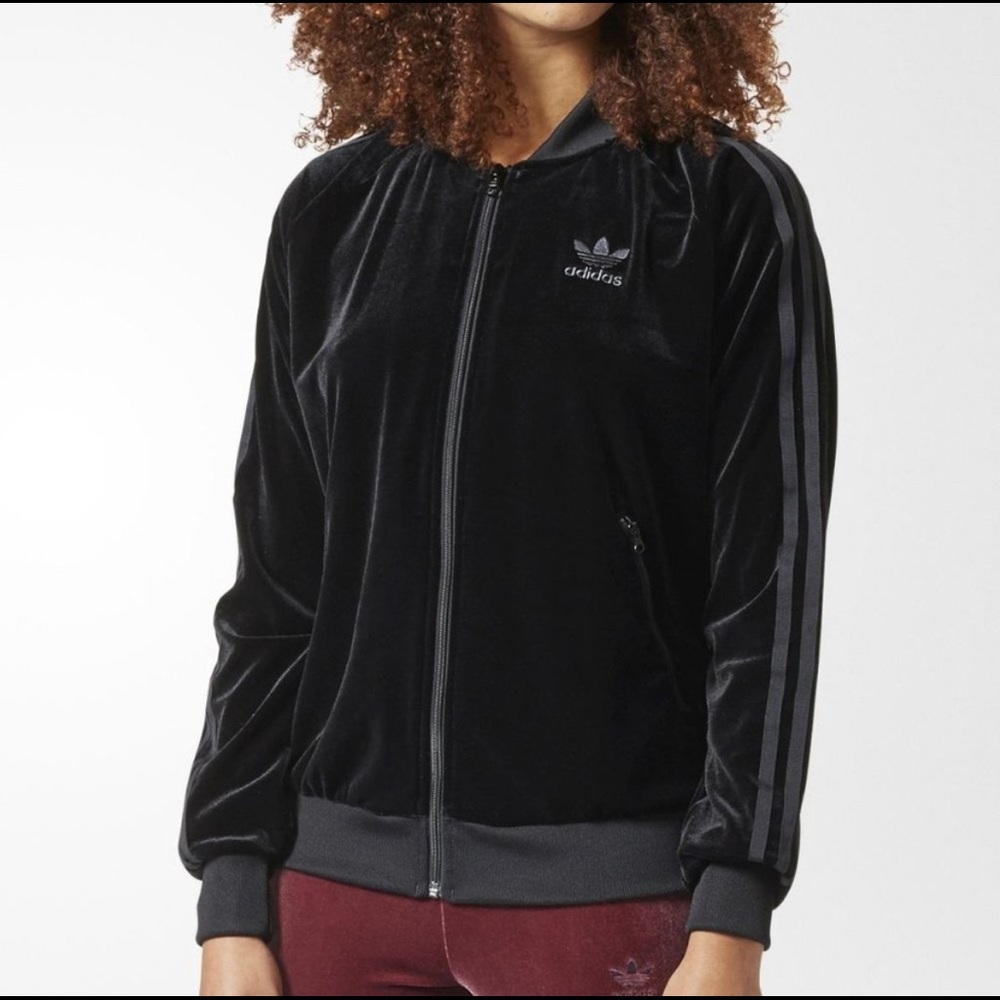 Sz M Adidas Black Velvet Track Jacket